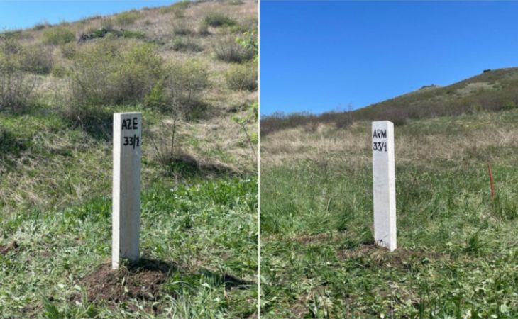   Erste Grenzmarkierung an der Grenze zwischen Aserbaidschan und Armenien installiert -  <span style="color: #ff0000;"> FOTO </span>   