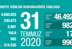  Türkiyədə koronavirusa yoluxma sayı 230 mini keçdi   